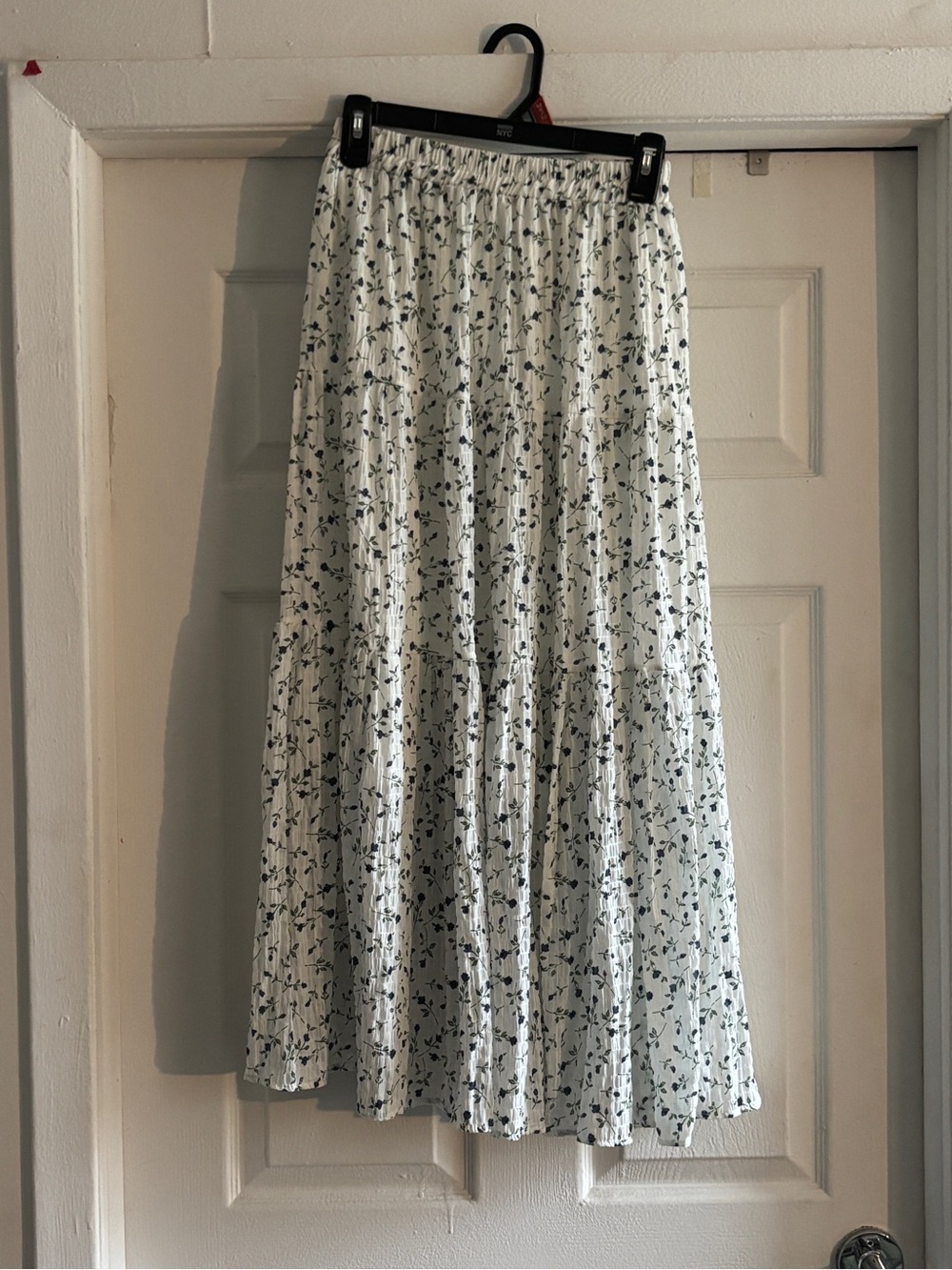 White Floral Tiered Maxi Skirt
